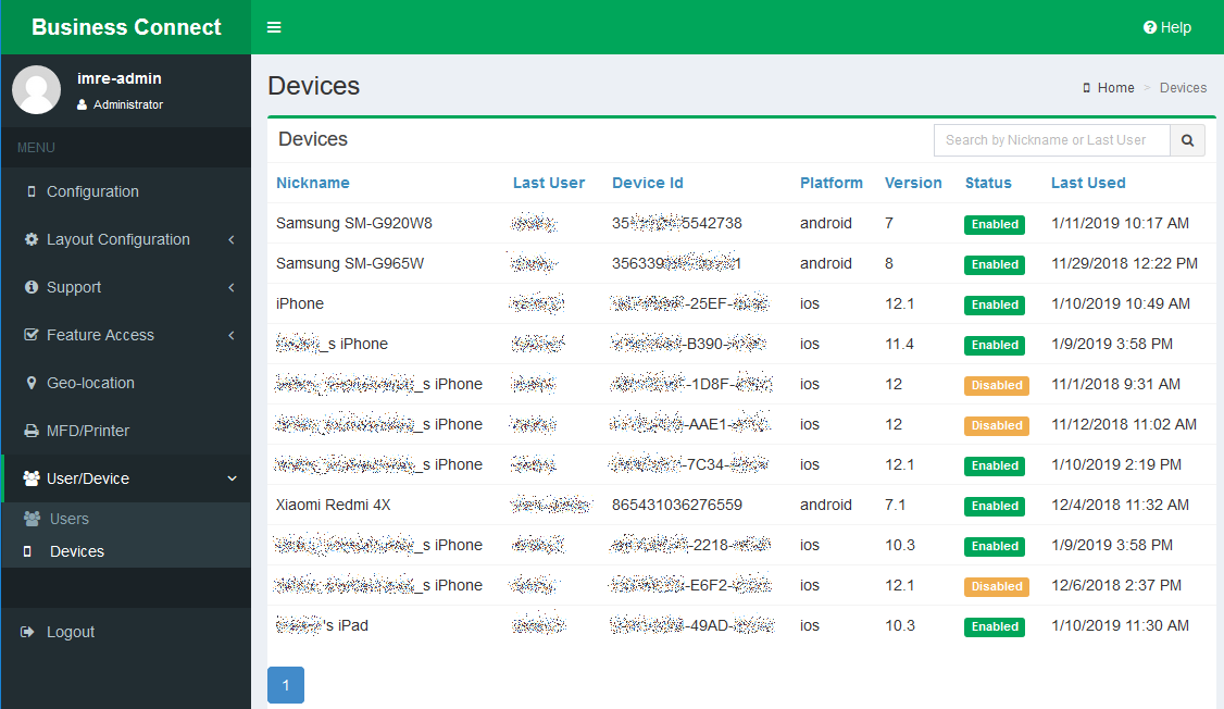 Managing devices