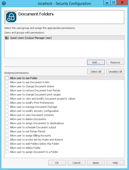 Security Configuration dialog box