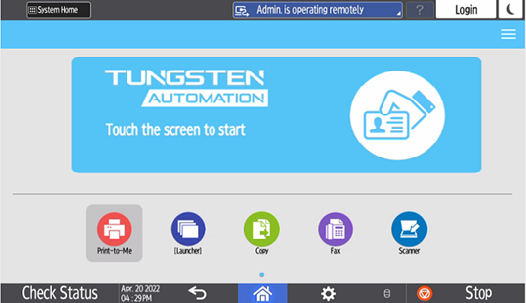 Login page in Output Manager deployment