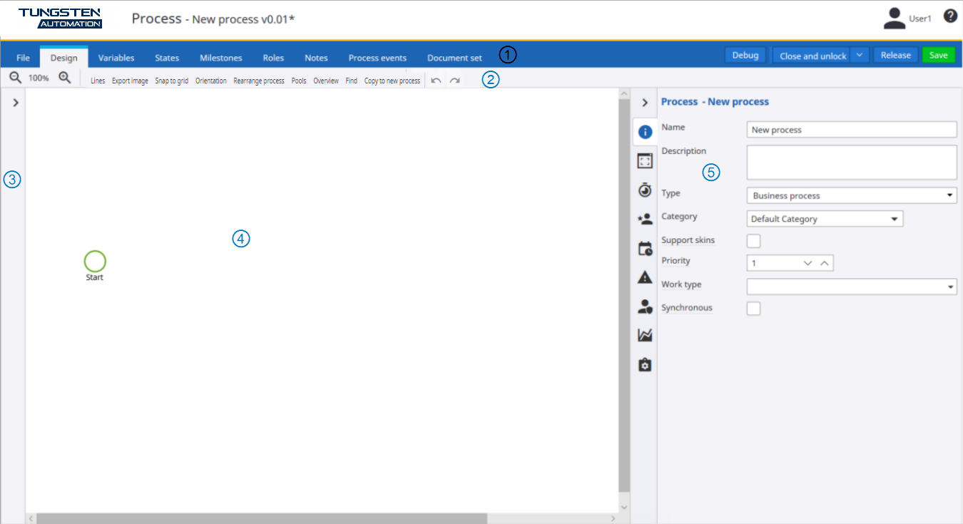 Process Designer interface Process Designer interface