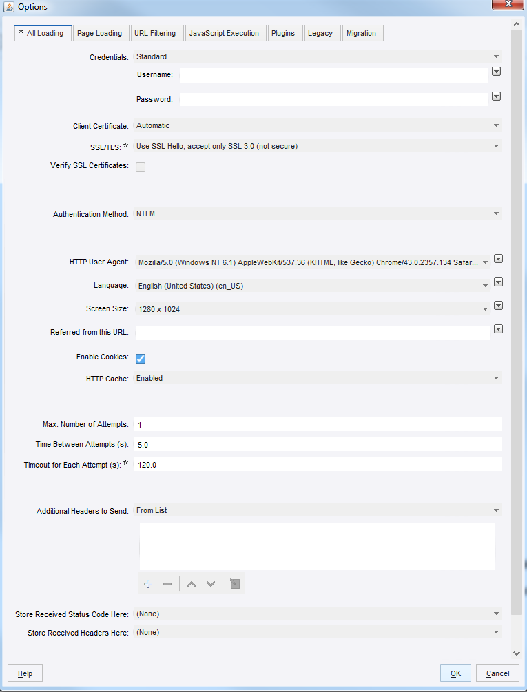 Default options Default options