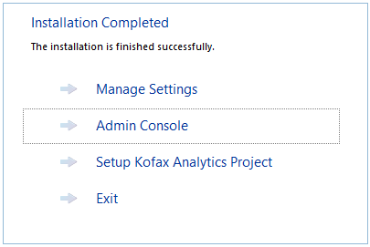 Insight Installation last screen with options Insight Installation last screen with options