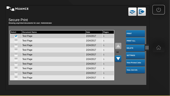 Secure Print page
