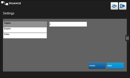 Settings page
