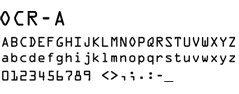 An image that shows an example of the OCR-A font. An image that shows an example of the OCR-A font.