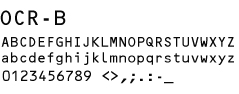 An image that shows an example of the OCR-B font. An image that shows an example of the OCR-B font.